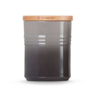 Le Creuset Stoneware Medium Storage Jar with Wooden Lid Flint (6591338283066)