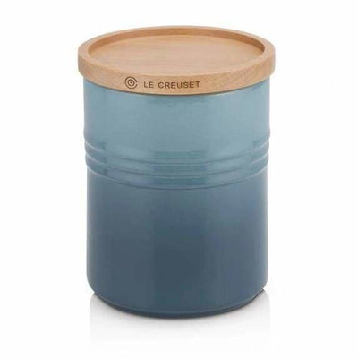 Le Creuset Stoneware Medium Storage Jar with Wooden Lid Marine - Art of Living Cookshop (2503515045946)