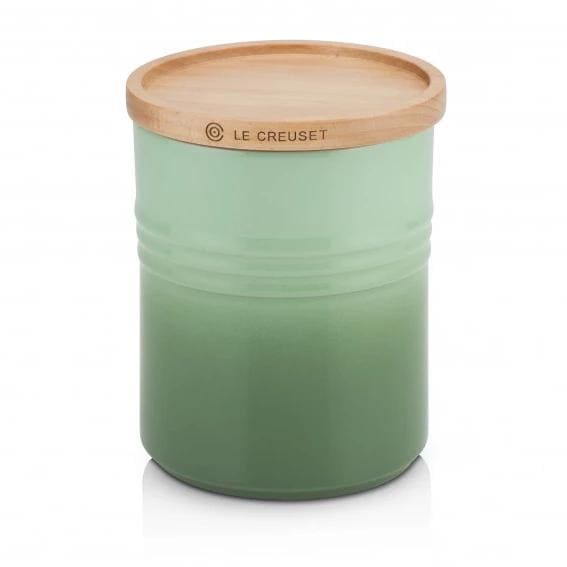 Le Creuset Stoneware Medium Storage Jar with Wooden Lid Rosemary - Art of Living Cookshop (2503515570234)