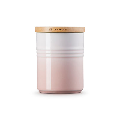 Le Creuset Stoneware Medium Storage Jar with Wooden Lid Shell Pink (7005448863802)