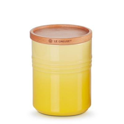 Le Creuset Stoneware Medium Storage Jar with Wooden Lid Soleil (2503516127290)