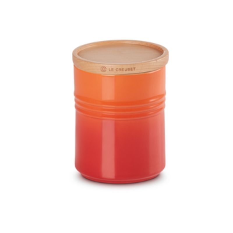 Le Creuset Stoneware Medium Storage Jar with Wooden Lid Volcanic (2382849507386)