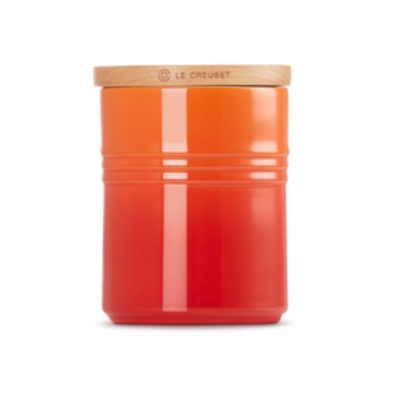 Le Creuset Stoneware Medium Storage Jar with Wooden Lid Volcanic (2382849507386)