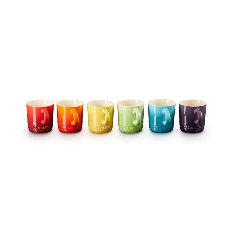Le Creuset Stoneware Set of 6 100ml Rainbow Espresso Mugs - Art of Living Cookshop (6591338315834)