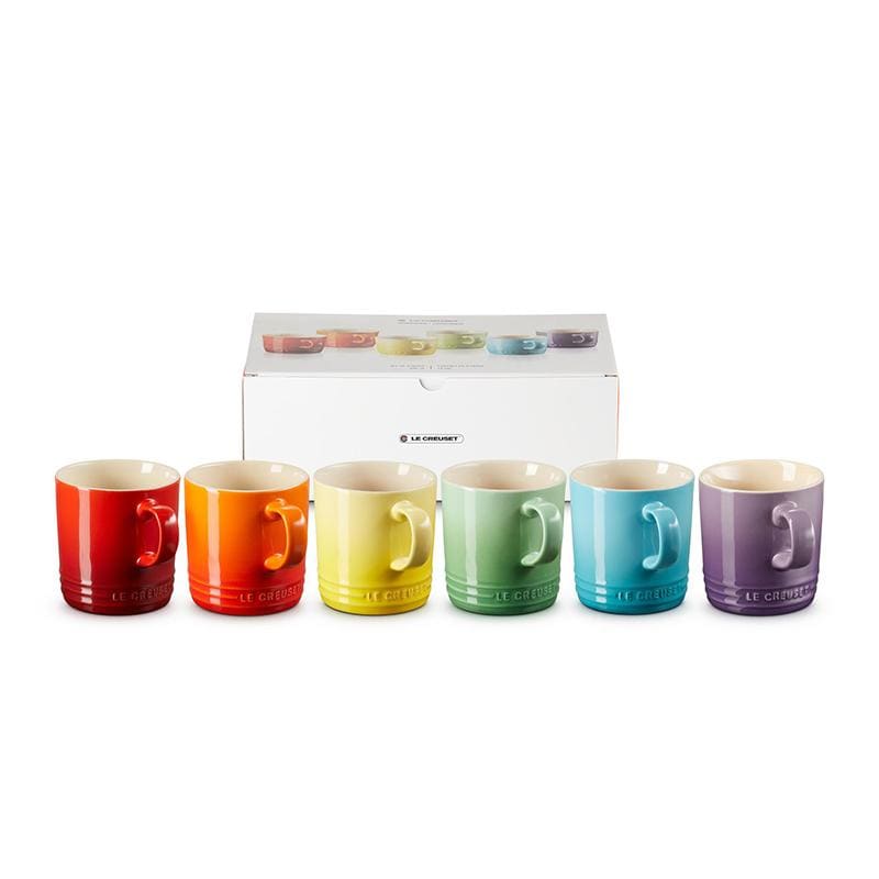 Le Creuset Stoneware Set of 6 350ml Rainbow Mugs - Art of Living Cookshop (6591339429946)