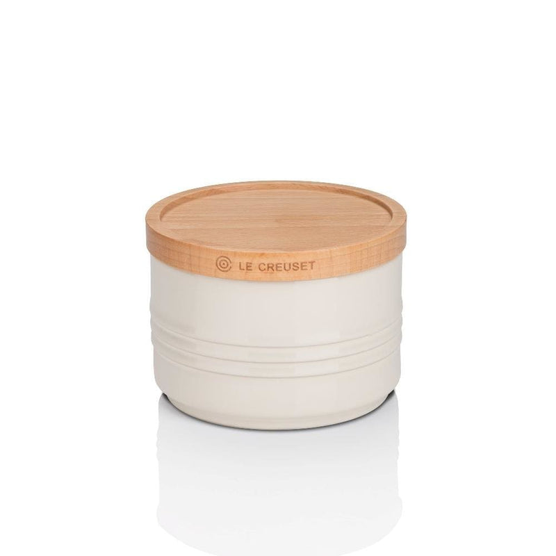 DISC Le Creuset Stoneware Small Storage Jar with Wooden Lid Almond - Art of Living Cookshop (2382849048634)