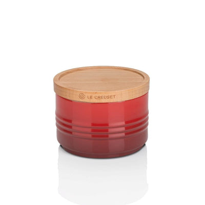 DISC Le Creuset Stoneware Small Storage Jar with Wooden Lid Cerise - Art of Living Cookshop (2382848458810)