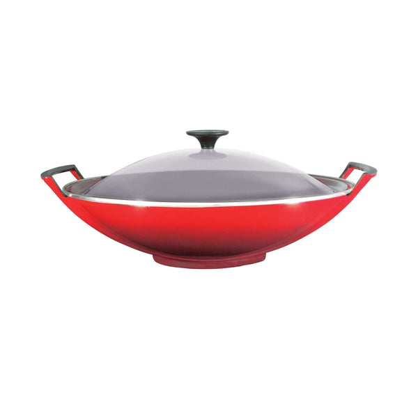 Le Creuset Wok & Glass Lid 36cm Cerise - Art of Living Cookshop (4654842052666)