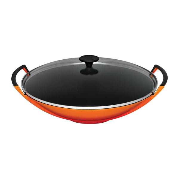 Le Creuset Wok & Glass Lid 36cm Volcanic - Art of Living Cookshop (4654842183738)