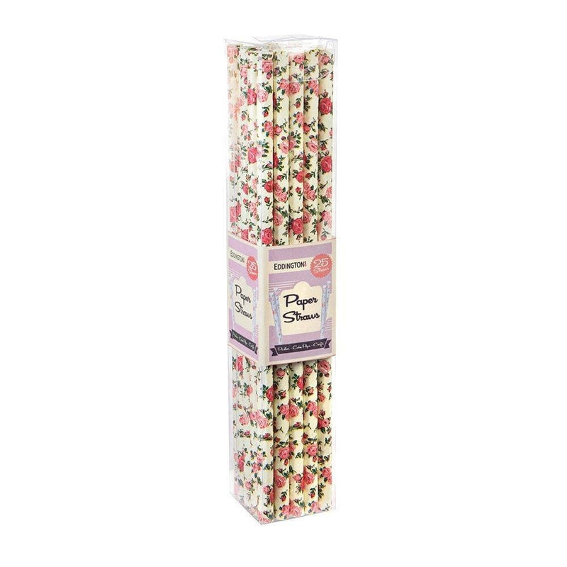 Paper Straws Floral Cream 12 Pack - Art of Living Cookshop (2485614739514)