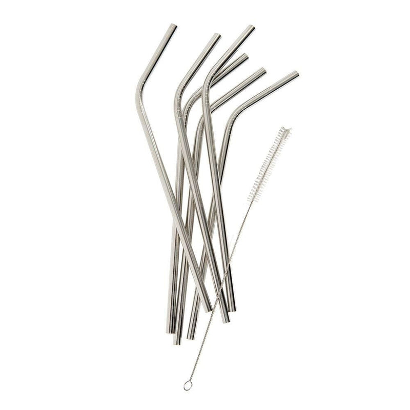 Reusable Stainless Steel Straws & Cleaning Brush 6pc Set - Art of Living Cookshop (2382991130682)