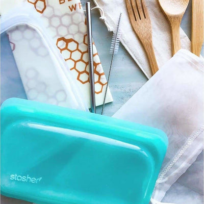 Stasher Reusable Silicone Snack Bag (Small) - Aqua - Art of Living Cookshop (2485627158586)